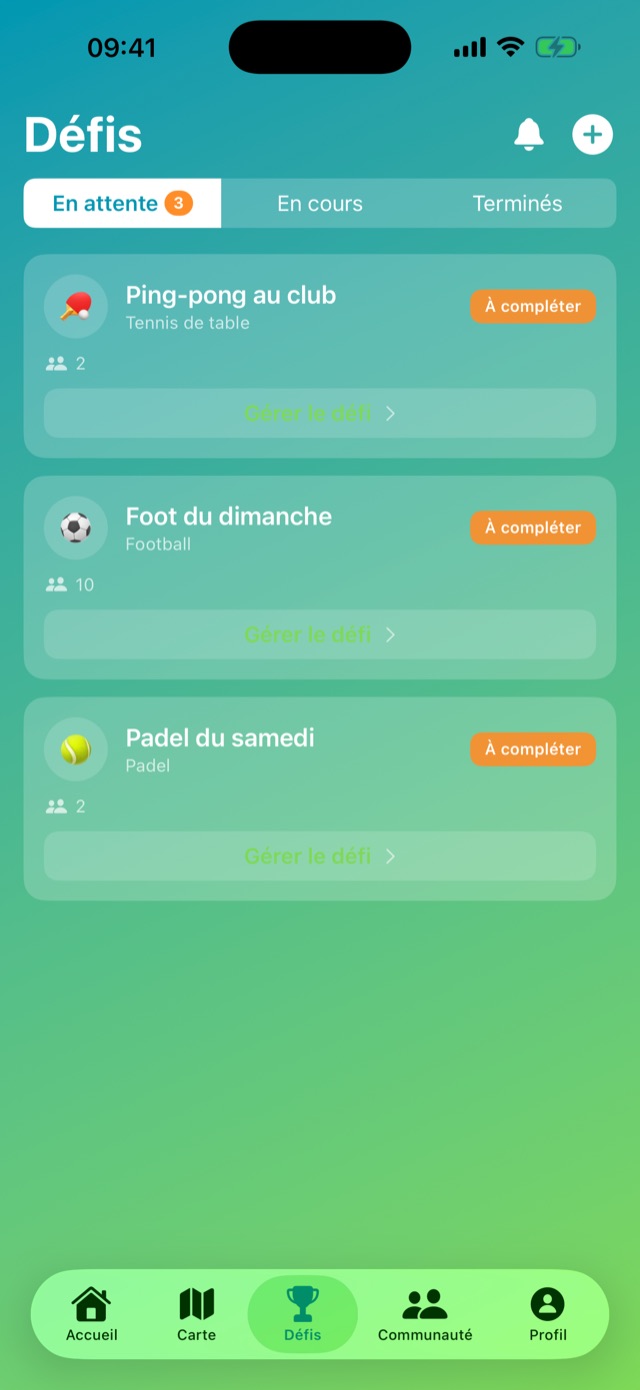 Liste des défis sportifs